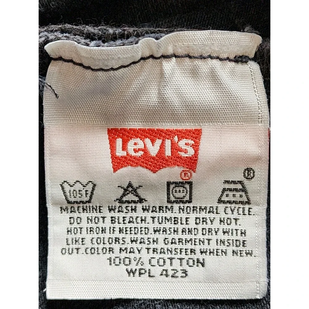 Vintage Levis 501 Jeans Mens 40x32 Original Fit Black Wash Button Fly Denim
